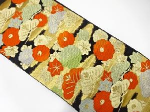 アンティーク　笠松に楓・万寿菊模様織り出し袋帯（着用可）